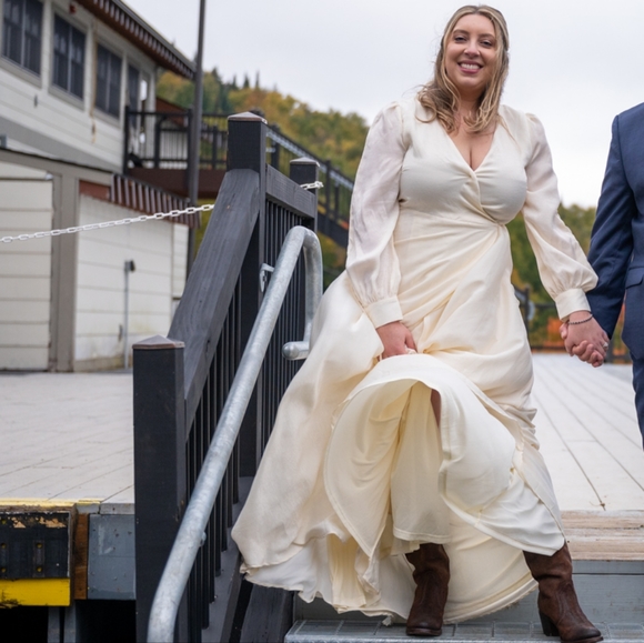 Lulu's Have Faith ivory satin wrap maxi dress - Picture 2 of 9